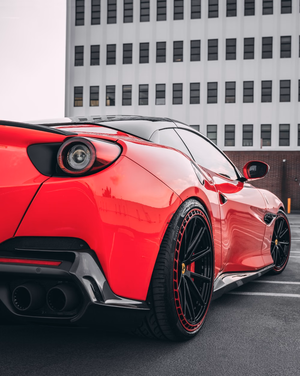 Red Ferrari with full-body XPEL paint protection film by Monarch Wrap & Tint in West LA